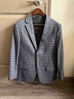 grey plaid sport coat mens slim fit size 40s